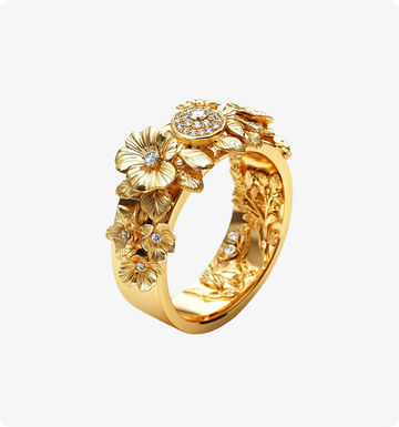Floral Charm Cluster Ring